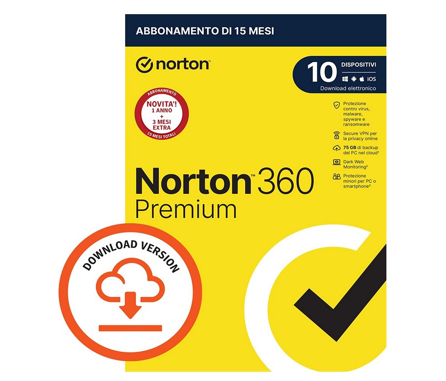 Norton 360 Premium 2023: Protezione completa per 10 dispositivi | Sicurezza avanzata per PC, Mac, tablet e smartphone