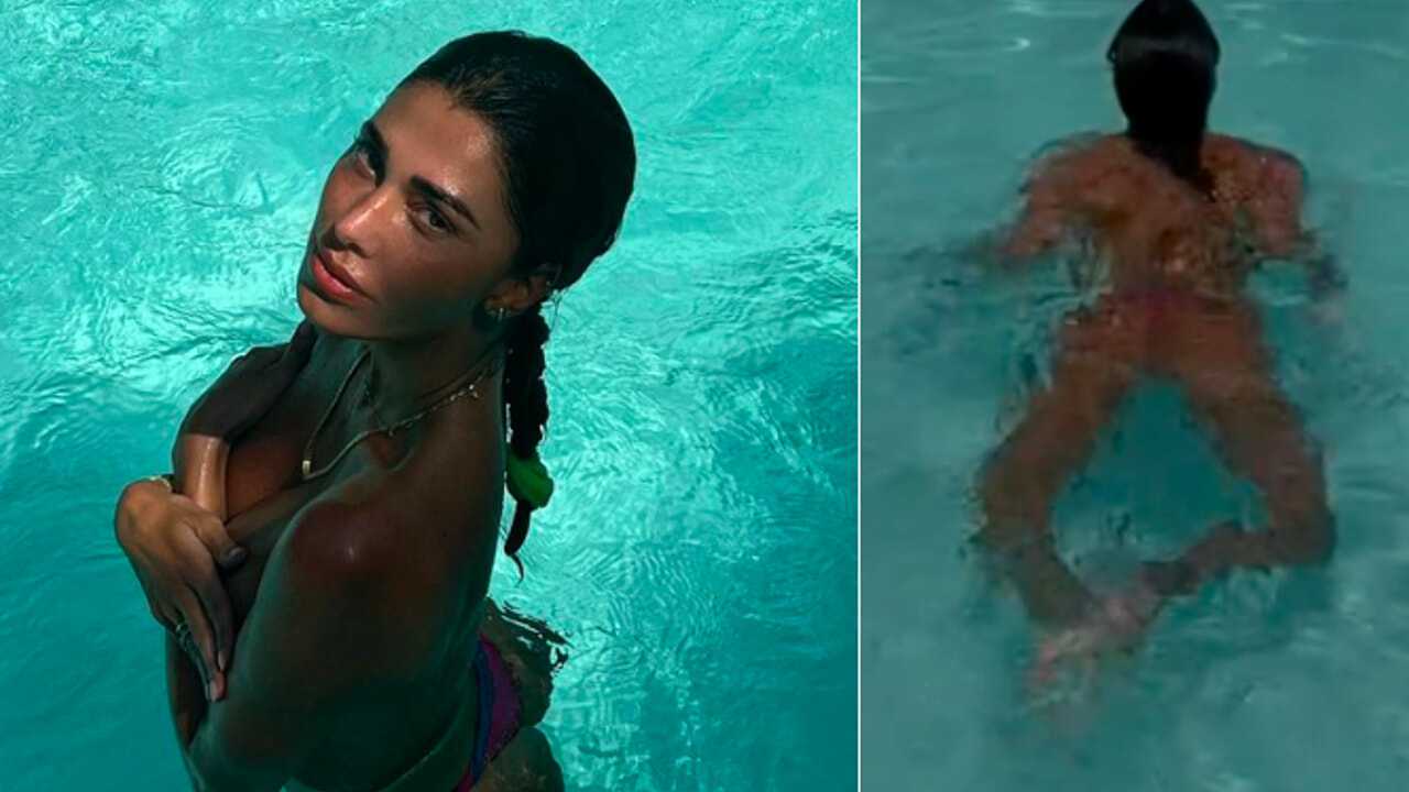 Belen Rodriguez in piscina senza reggiseno Ã¨ super hot