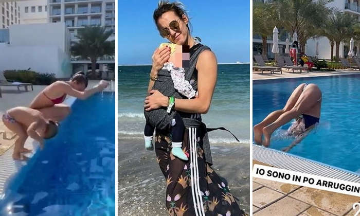 Tania Cagnotto si allena a Dubai con la figlia