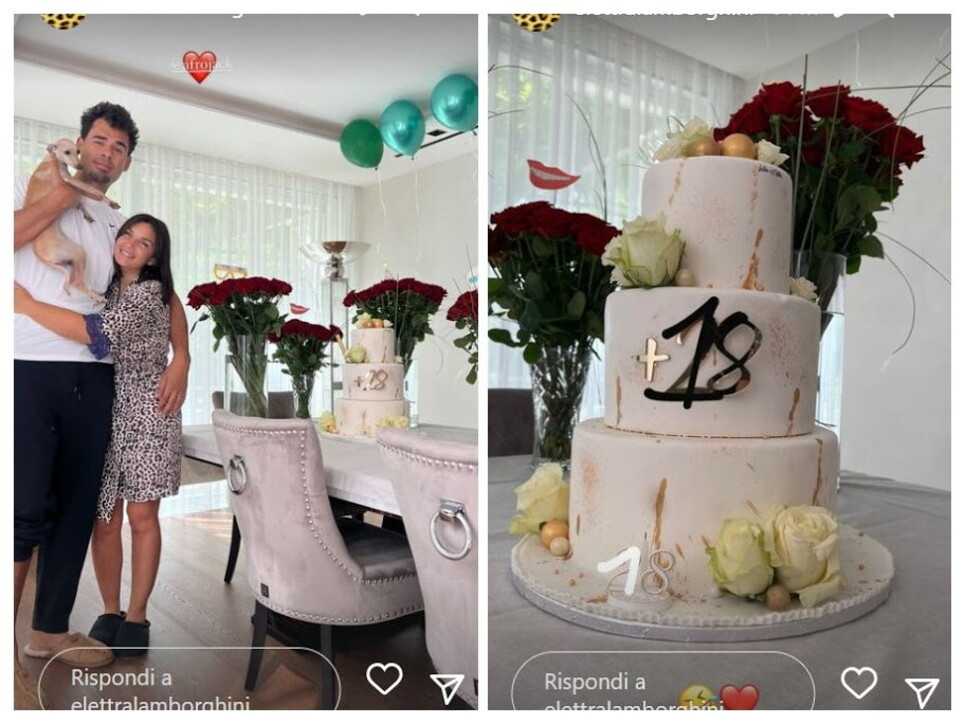 Elettra Lamborghini festa di compleanno in casa sulla torta una candela con il numero 18