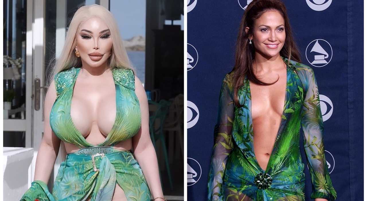 Jennifer Lopez la Barbie umana copia l'abito di Versace ma il risultato non Ã¨ quello sperato