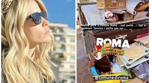 Elena Santarelli, su Instagram le foto dei rifiuti a Roma: Â«Topi e gabbiani si fanno i selfie con voiÂ»
